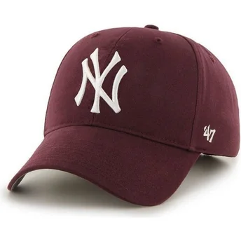 kasketter-buet-rod-justerbar-rem-granate-fra-new-york-yankees-mlb-af-47-brand