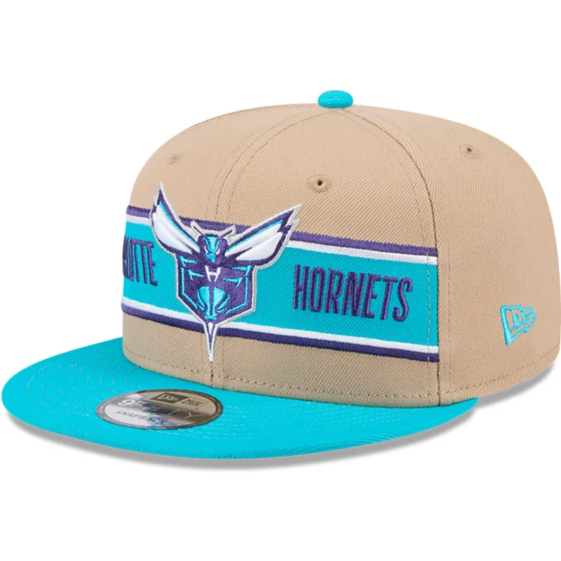 brun-og-bla-flat-cap-snapback-9fifty-draft-2024-fra-charlotte-hornets-nba-fra-new-era