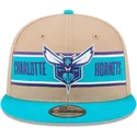 brun-og-bla-flat-cap-snapback-9fifty-draft-2024-fra-charlotte-hornets-nba-fra-new-era