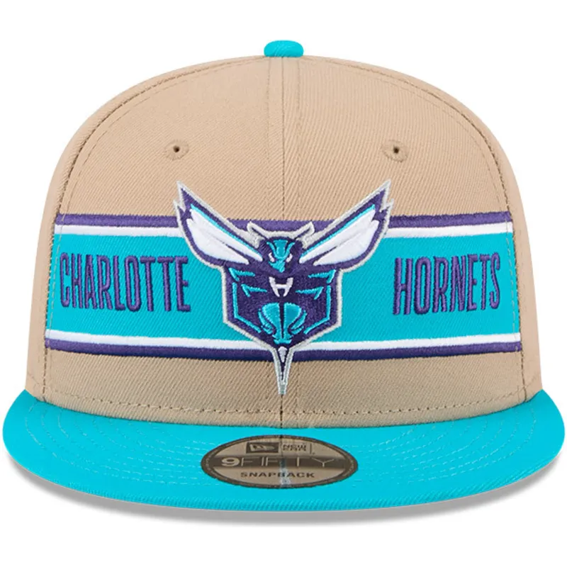 brun-og-bla-flat-cap-snapback-9fifty-draft-2024-fra-charlotte-hornets-nba-fra-new-era