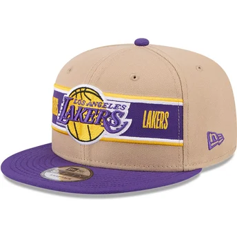 Brun og violet flat cap snapback 9FIFTY Draft 2024 fra Los Angeles Lakers NBA fra New Era