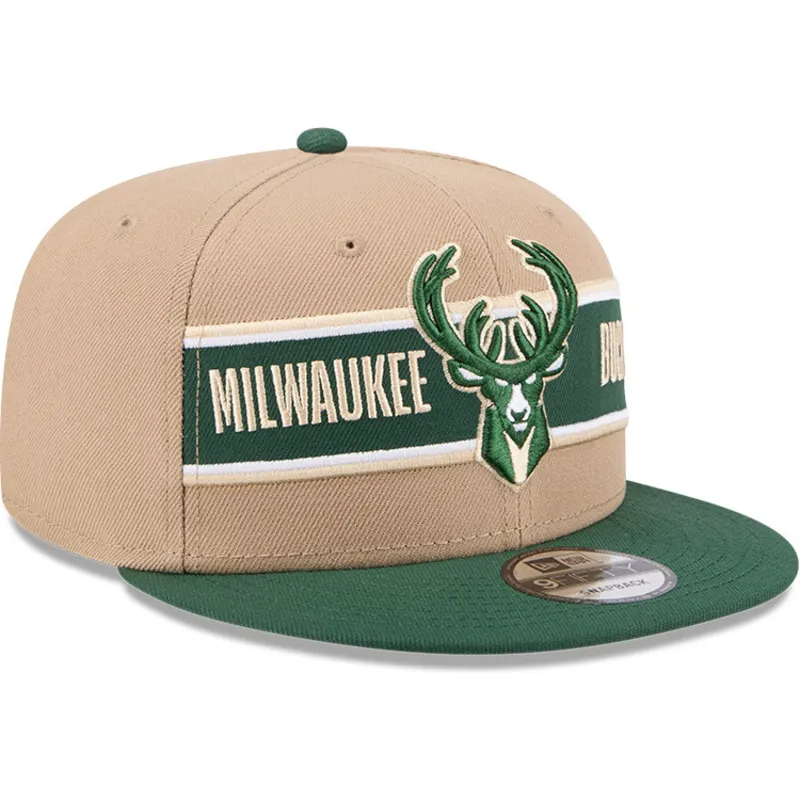 brun-og-gron-flat-cap-snapback-9fifty-draft-2024-fra-milwaukee-bucks-nba-fra-new-era