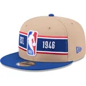 brun-og-bla-snapback-fladskygget-kasket-9fifty-draft-2024-nba-fra-new-era