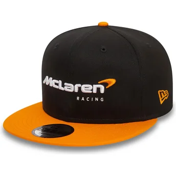 New Era Flat Brim 9FIFTY Essentials McLaren Racing Formel 1 Sort og Orange Snapback Kasket