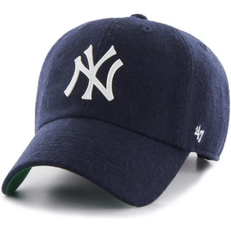 kasketter-buet-marinebla-justerbar-rem-cinta-de-piel-fra-new-york-yankees-mlb-af-47-brand