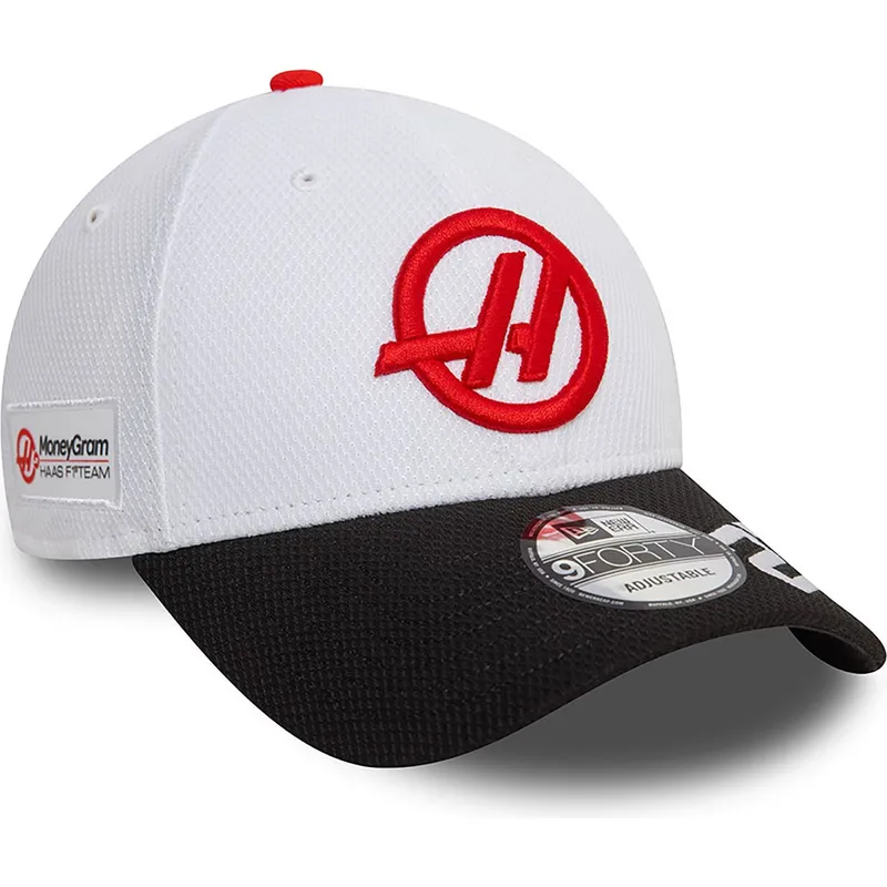 hvid-og-sort-buet-kasket-snapback-nico-hulkenberg-9forty-fra-haas-f1-team-formula-1-fra-new-era