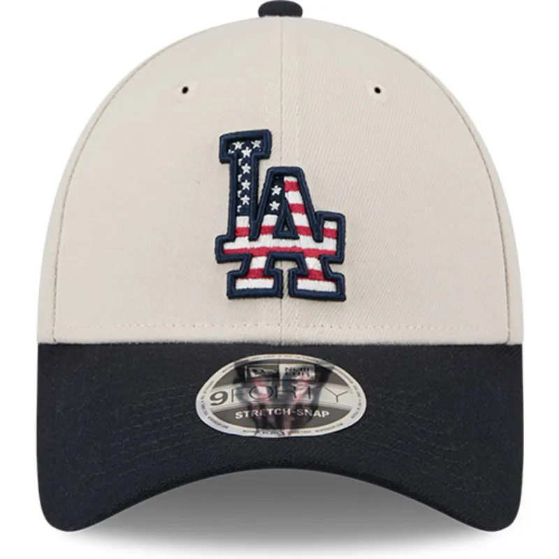 los-angeles-dodgers-mlb-new-era-9forty-stretch-snap-4th-of-july-beige-og-marinebla-snapback-kasket