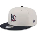 flad-beige-og-marinebla-snapback-kasket-9fifty-4th-of-july-fra-detroit-tigers-mlb-fra-new-era