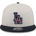 los-angeles-dodgers-mlb-new-era-9fifty-4th-of-july-beige-og-marinebla-snapback-fladskygget-kasket