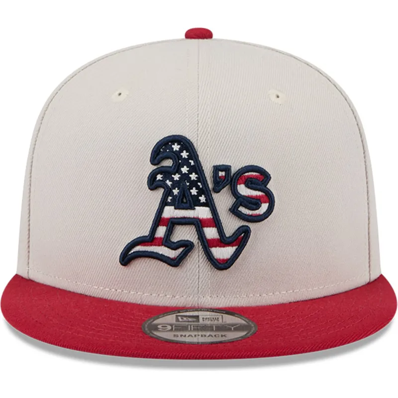 flad-beige-og-rod-snapback-kasket-9fifty-4th-of-july-fra-oakland-athletics-mlb-fra-new-era