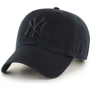 mork-sort-buet-kasket-med-sort-logo-fra-new-york-yankees-mlb-clean-up-fra-47-brand