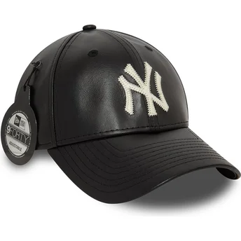 New York Yankees MLB New Era 9FORTY justerbar sort buet skygge læderkasket