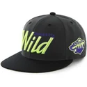 sort-snapback-kasket-med-flad-skygge-og-minnesota-wild-nhl-bogstavlogo-fra-47-brand