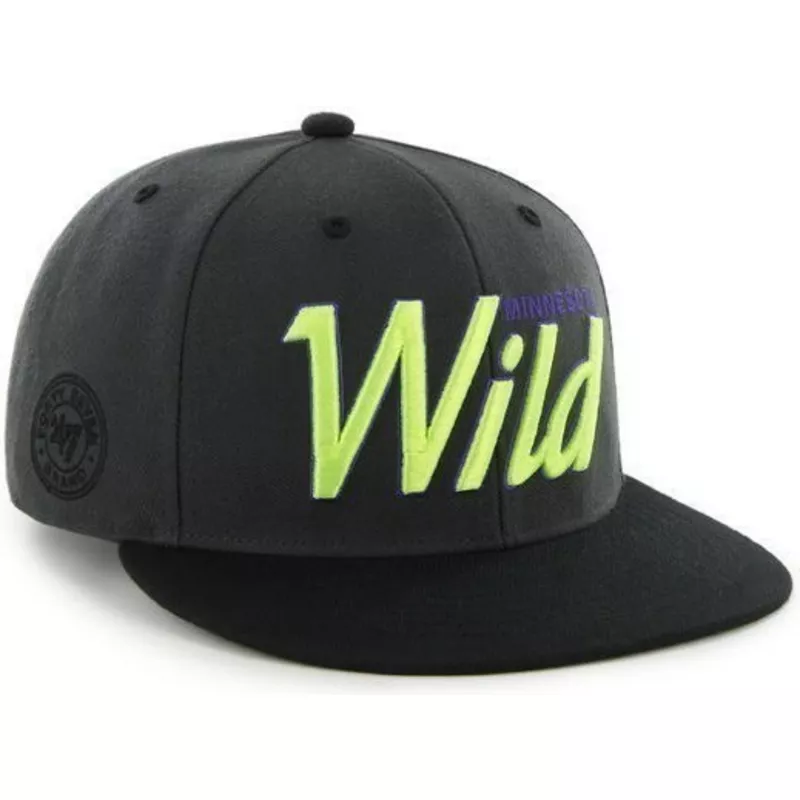 47-brand-flat-brim-script-logo-minnesota-wild-nhl-black-snapback-cap