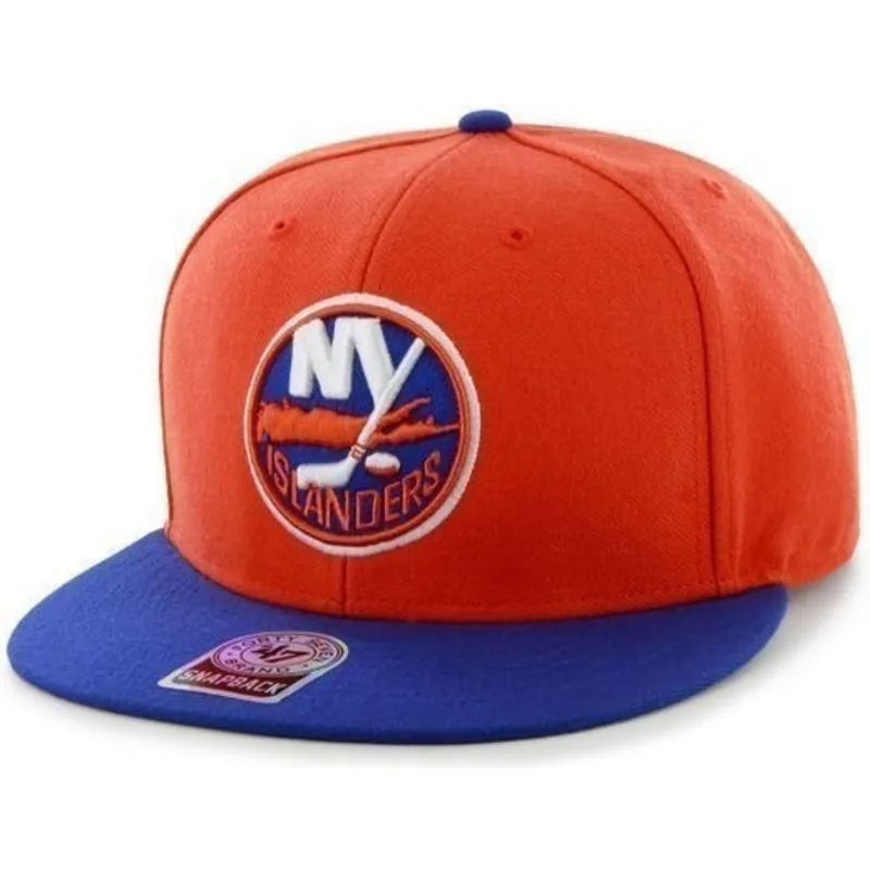 kasketter-flad-orange-snapback-fra-new-york-islanders-nhl-af-47-brand