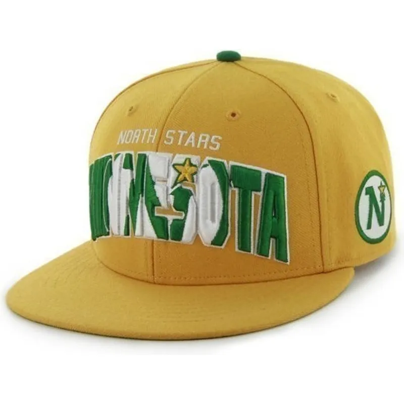 kasketter-flad-gul-snapback-fra-minnesota-north-stars-nhl-af-47-brand