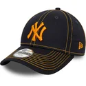 new-era-curved-brim-youth-orange-logo-9forty-stitch-new-york-yankees-mlb-navy-blue-adjustable-cap