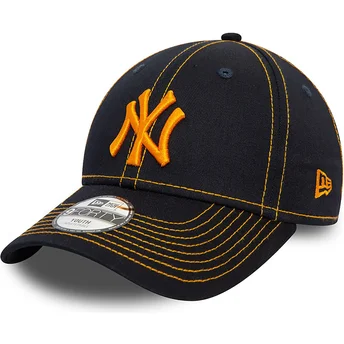 New Era Buet Skygge Ungdom Orange Logo 9FORTY Broderet New York Yankees MLB Marineblå Justerbar Kasket