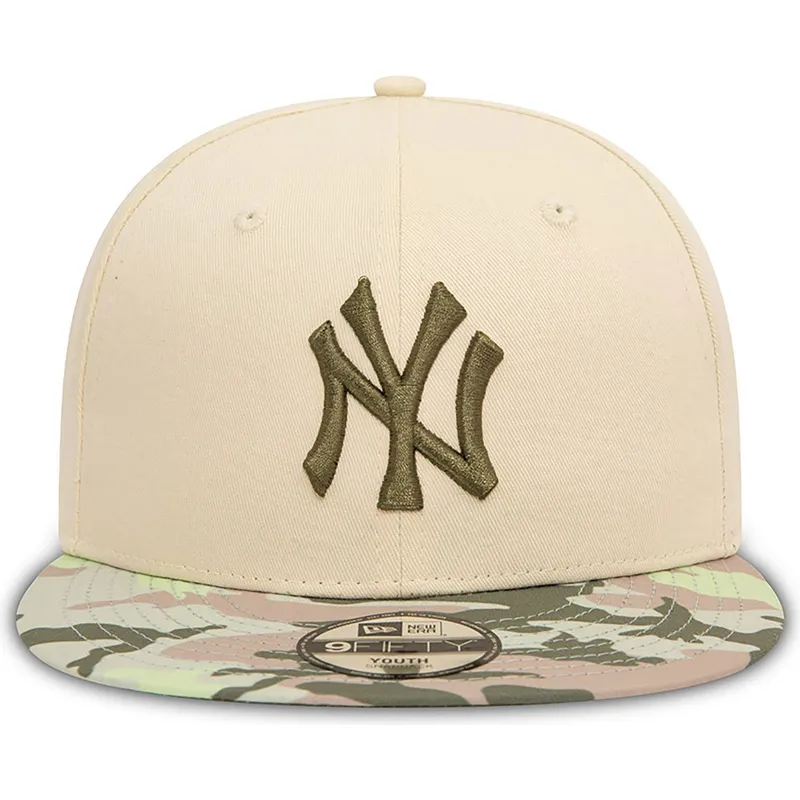 new-era-new-york-yankees-mlb-9fifty-contrast-beige-snapback-kasket-med-gront-logo-til-drenge