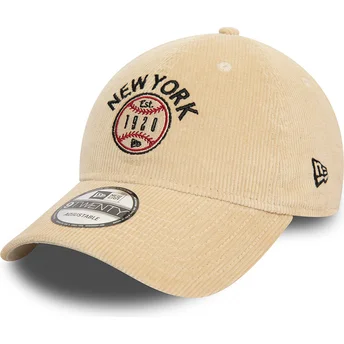 New Era Bukket Brim The Empire State 9TWENTY Cord Cities og Beaches New York Beige Justerbar Kasket