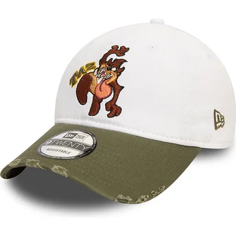 New Era buet skygge Tasmanian Devil 9TWENTY vasket Looney Tunes hvid og grøn justerbar kasket