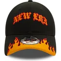sort-og-orange-justerbar-kurvet-kasket-9twenty-race-flame-fra-new-era
