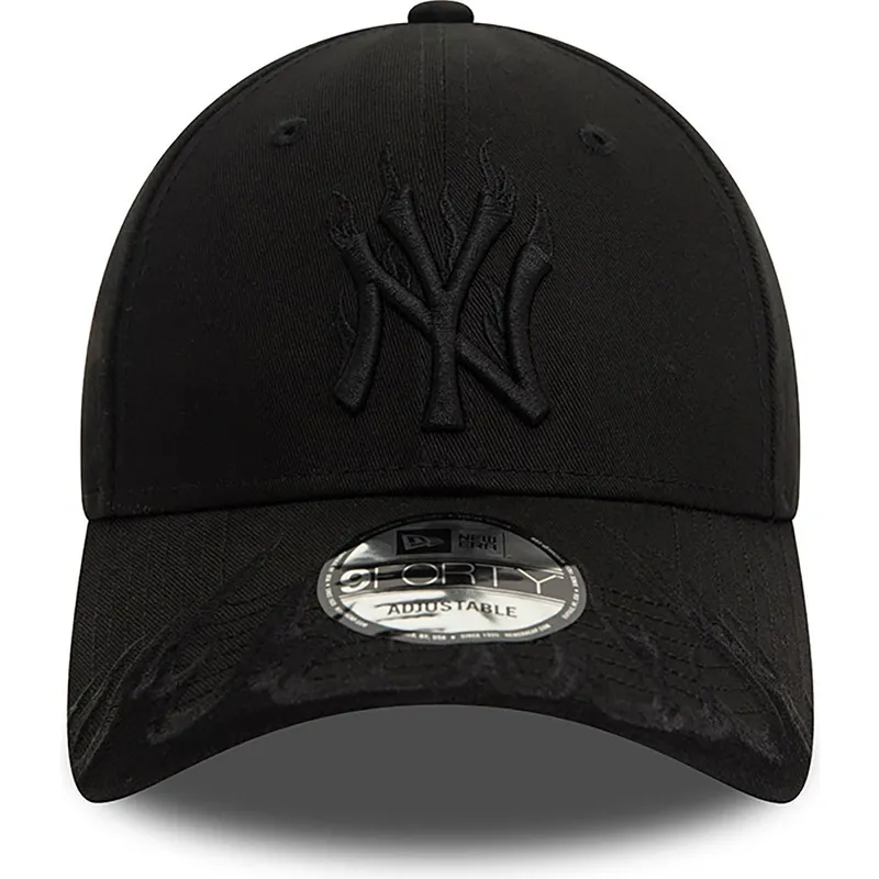 sort-justerbar-curved-kasket-med-sort-logo-9forty-flame-fra-new-york-yankees-mlb-fra-new-era