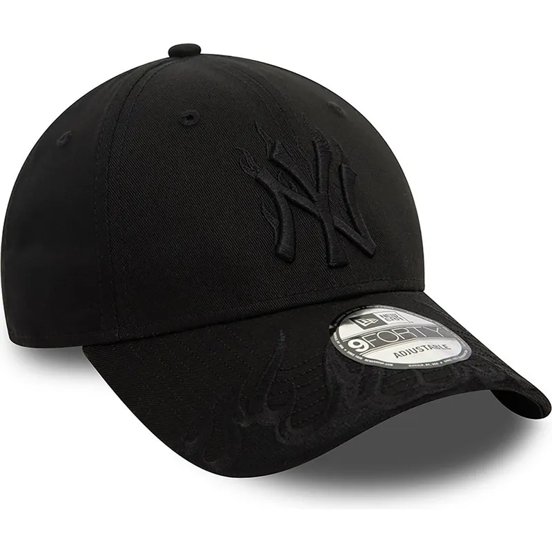 sort-justerbar-curved-kasket-med-sort-logo-9forty-flame-fra-new-york-yankees-mlb-fra-new-era