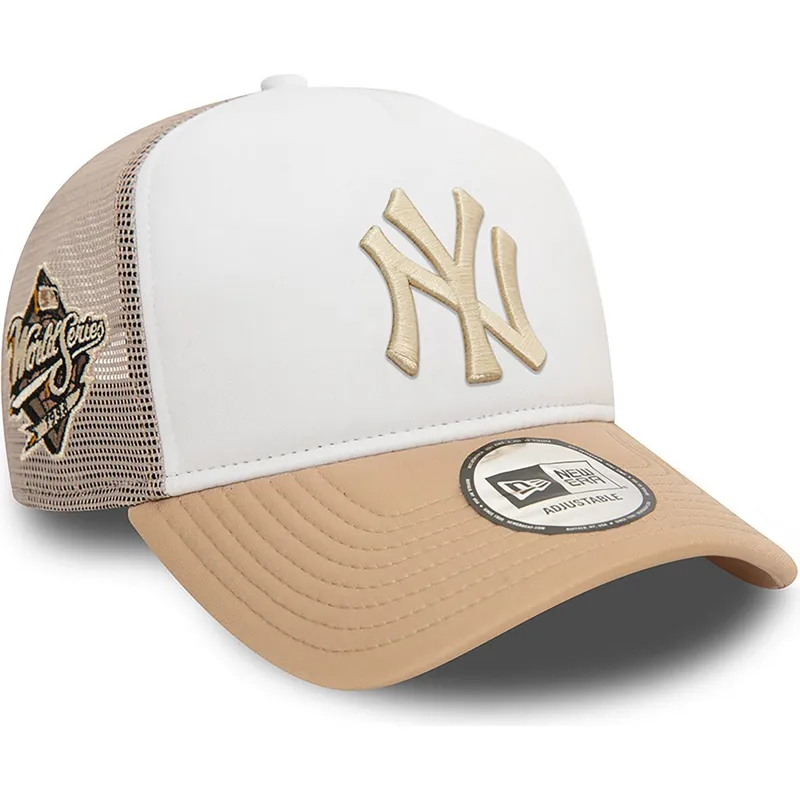kasketter-buet-beige-snapback-a-frame-frame-world-series-fra-new-york-yankees-mlb-af-new-era
