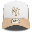 hvid-og-beige-trucker-cap-a-frame-world-series-fra-new-york-yankees-mlb-fra-new-era