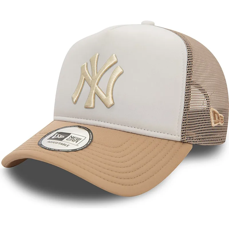 hvid-og-beige-a-frame-world-series-new-york-yankees-mlb-trucker-kasket-fra-new-era