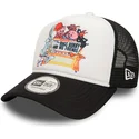 hvid-og-sort-trucker-kasket-bugs-bunny-and-his-friends-a-frame-fra-looney-tunes-fra-new-era