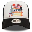 hvid-og-sort-trucker-kasket-bugs-bunny-and-his-friends-a-frame-fra-looney-tunes-fra-new-era