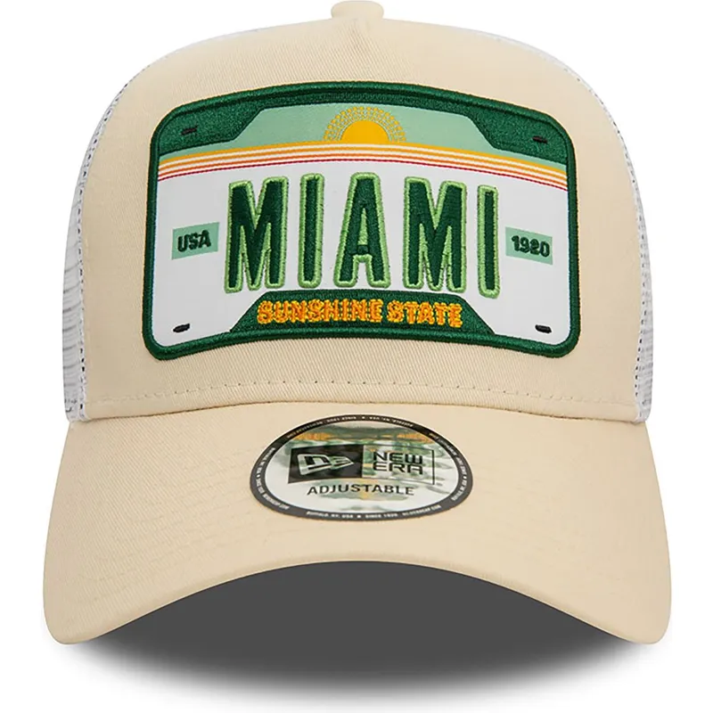 kasketter-buet-beige-snapback-a-frame-license-plate-fra-miami-ciudades-y-playas-af-new-era kasketter-buet-beige-snapback-a-frame-license-plate-fra-miami-ciudades-y-playas-af-new-era