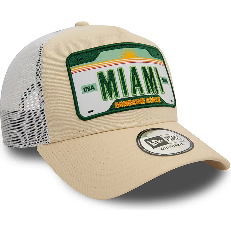 kasketter-buet-beige-snapback-a-frame-license-plate-fra-miami-ciudades-y-playas-af-new-era kasketter-buet-beige-snapback-a-frame-license-plate-fra-miami-ciudades-y-playas-af-new-era