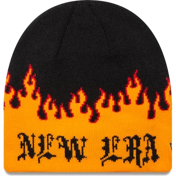 New Era Skull Strik Flame Sort og Orange Beanie