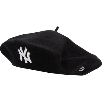 New Era Kvinders Uld Beret New York Yankees MLB Sort Flad Kasket