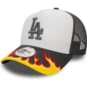 hvid-og-gra-los-angeles-dodgers-mlb-a-frame-flame-trucker-kasket-fra-new-era
