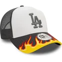 hvid-og-gra-los-angeles-dodgers-mlb-a-frame-flame-trucker-kasket-fra-new-era
