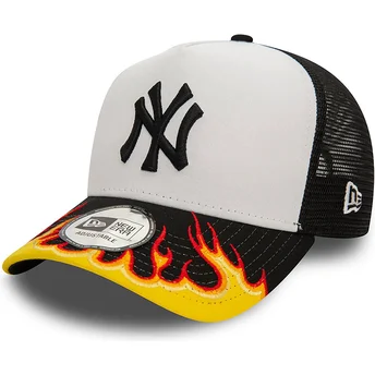 New Era A Frame Flame New York Yankees MLB Hvid og Sort Trucker Hat