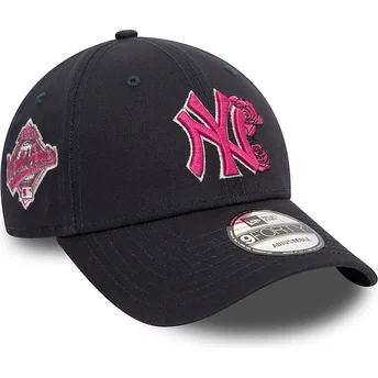 New Era Buklet Skygge Pink Logo 9FORTY Blomster Ikon New York Yankees MLB Marineblå Justerbar Kasket