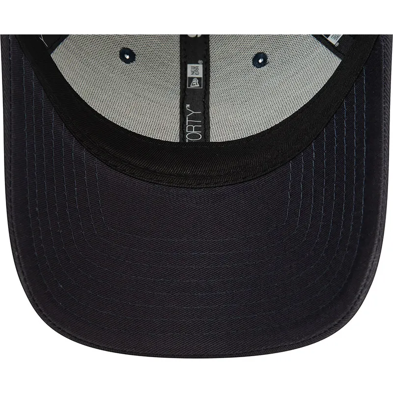 justerbar-marinebla-buet-kasket-med-lyserodt-logo-9forty-flower-icon-fra-new-york-yankees-mlb-fra-new-era