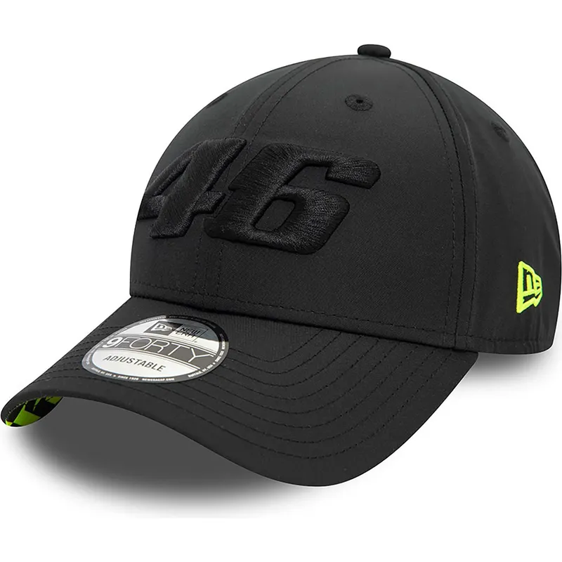 kasketter-buet-sort-justerbar-rem-9forty-geo-undervisor-print-fra-valentino-rossi-vr46-motogp-af-new-era