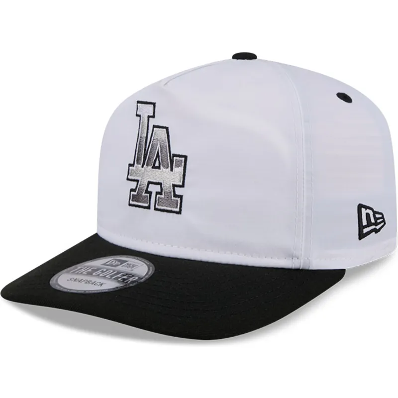 hvid-og-sort-buet-kasket-snapback-golfer-chrome-logo-fra-los-angeles-dodgers-mlb-fra-new-era