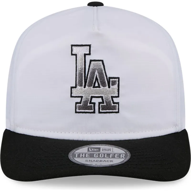 hvid-og-sort-buet-kasket-snapback-golfer-chrome-logo-fra-los-angeles-dodgers-mlb-fra-new-era