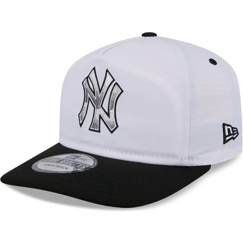 hvid-og-sort-buet-snapback-kasket-golfer-chrome-logo-fra-new-york-yankees-mlb-fra-new-era