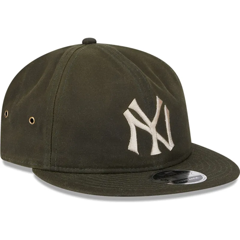 gron-justerbar-flad-kasket-9fifty-waxed-canvas-fra-new-york-yankees-mlb-fra-new-era