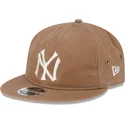 brun-justerbar-flad-kasket-9fifty-waxed-canvas-fra-new-york-yankees-mlb-fra-new-era