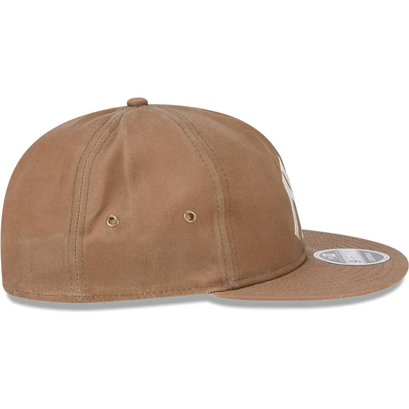 brun-justerbar-flad-kasket-9fifty-waxed-canvas-fra-new-york-yankees-mlb-fra-new-era