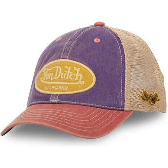 Von Dutch MAC7 Lilla, Beige og Rød Trucker Hat